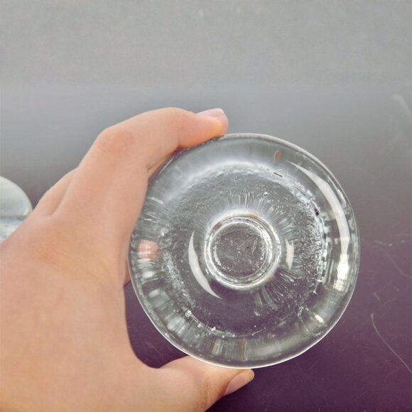 Vintage Mid-Century Modern Ice Block Clear Glass Candle Holders - Picture 3 of 3